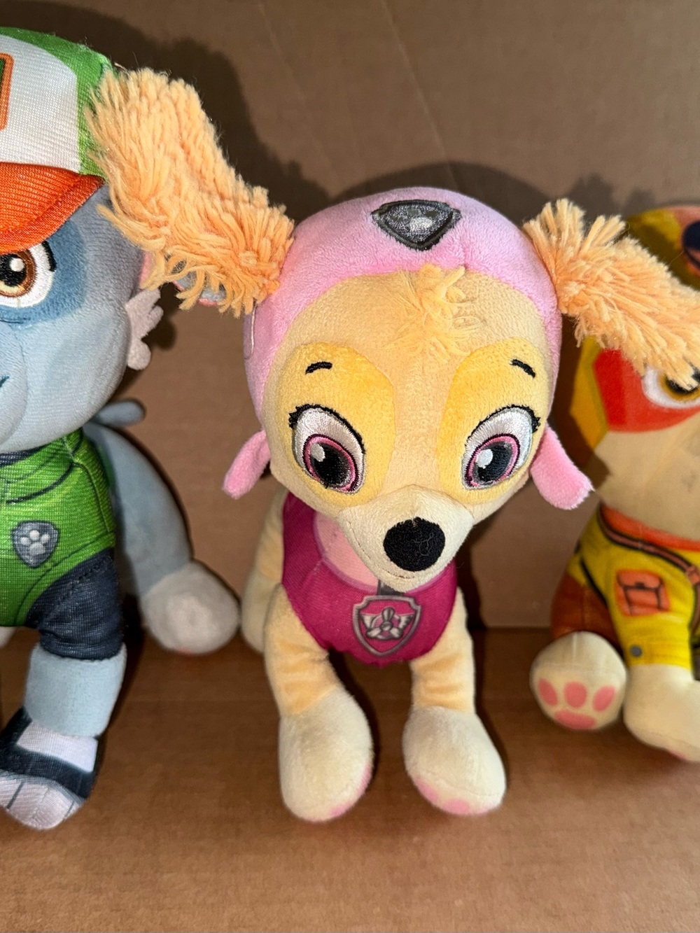 Paw set of 3 PAW patrol plush puppies. 9”. Rocky Skye Rubble A24